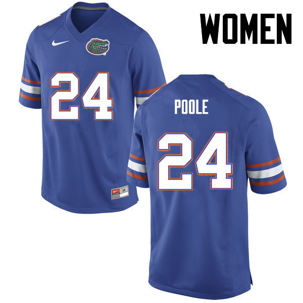 Women Florida Gators #24 Brian Poole College Football Jerseys-Blue